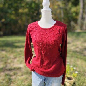 Authentic Vintage 80's 90's  grandmacore red angora sweater
